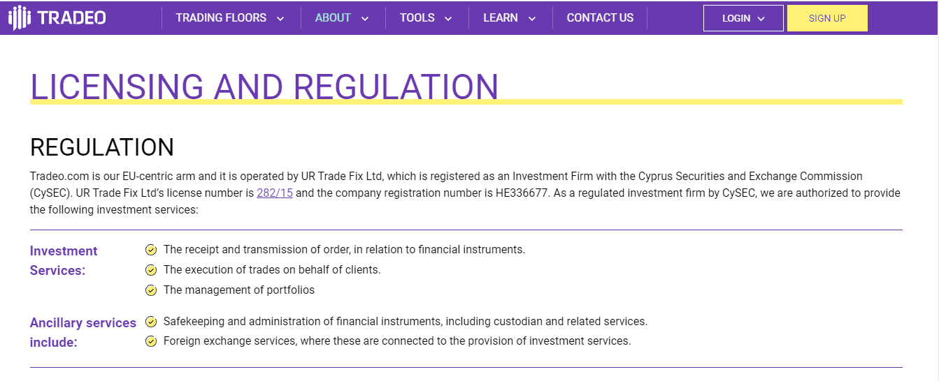 Regolamento di Tradeo Regolamento di Tradeo